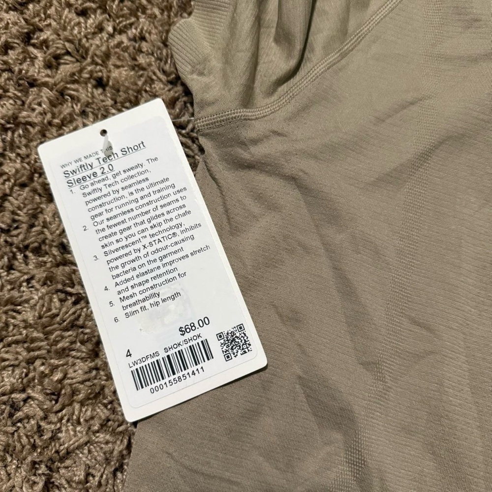 Lululemon NWT Swiftly Tech Short Sleeve Sheer Oak Size 4 - Picture 3 of 4